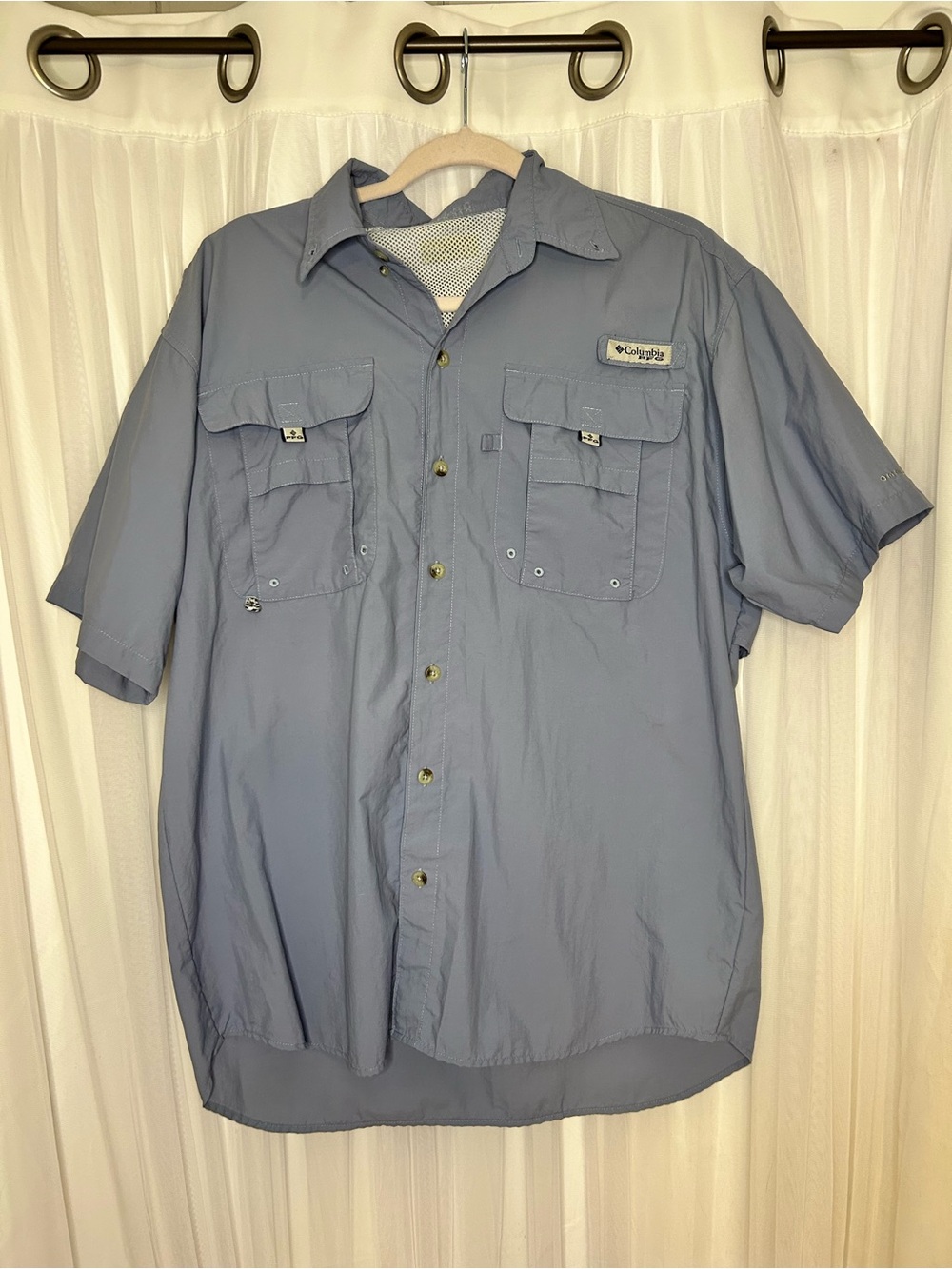 Columbia PFG Men’s Short-Sleeve Button-Down Shirt - Light Blue